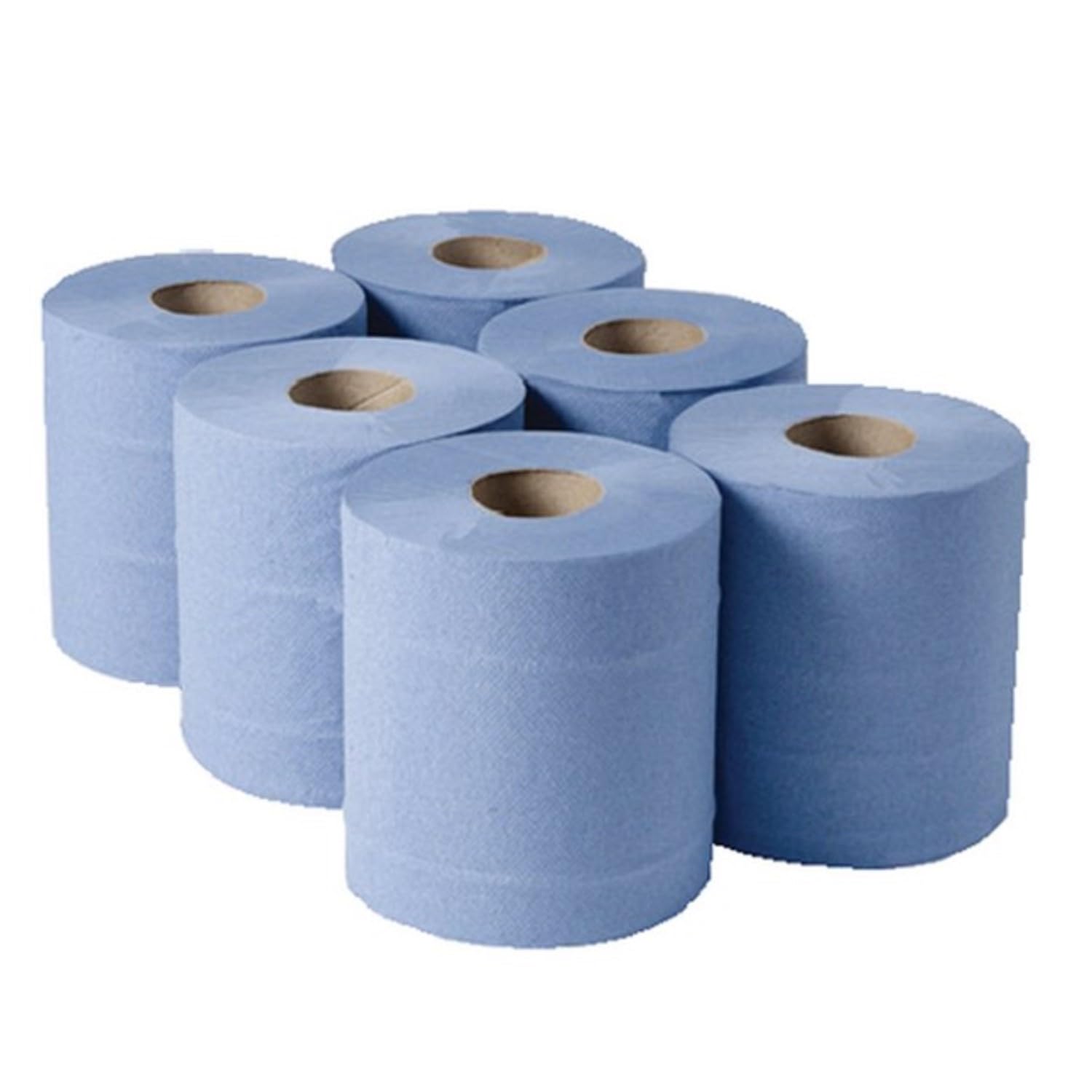 2Work 2-Ply Centrefeed Roll 150m Blue (Pack of 6) KF03805