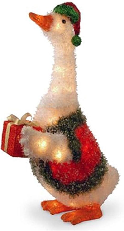 24 Sparkling Lighted Icy Sisal White Christmas Goose Yard Art