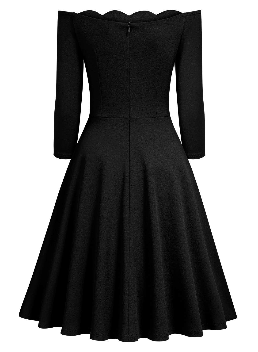 MISSMAY Women's Vintage Cocktail Party Half Sleeve Boat Neck Swing Dress