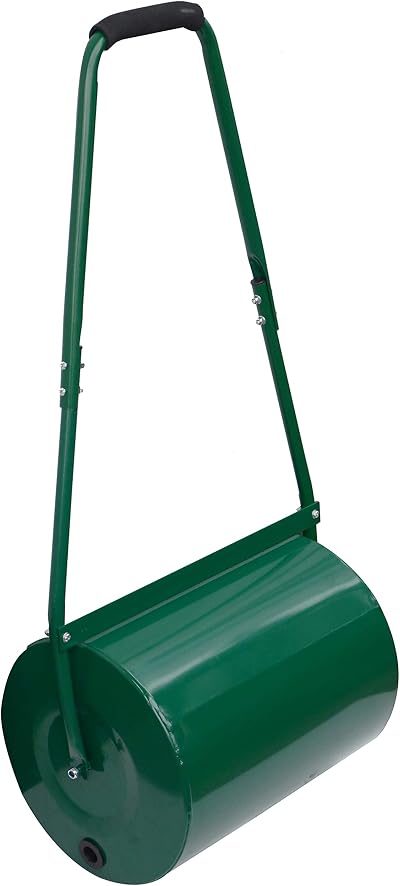 Crystals 30L Garden Lawn Roller - Heavy Duty Steel, Scraper Bar, Green
