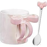 NiHome 12OZ Bow Handle Ceramic Coffee Mug for Home, Office, Travel, Electroplated Finish with Shimmering Starry Glow, High-Temperature Fired for Durability(Pink)