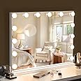 Hansong Vanity Mirror with Lights Hollywood Makeup Mirror with 14 Dimmable LED Bulbs for Bedroom Hollywood Mirror with Smart Touch Control Tabletop Mirror or Wall Mounted
