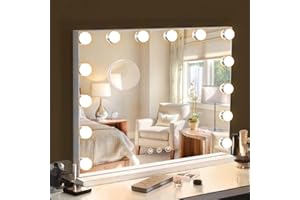 Hansong Vanity Mirror with Lights Hollywood Makeup Mirror with 14 Dimmable LED Bulbs for Bedroom Hollywood Mirror with Smart Touch Control Tabletop Mirror or Wall Mounted