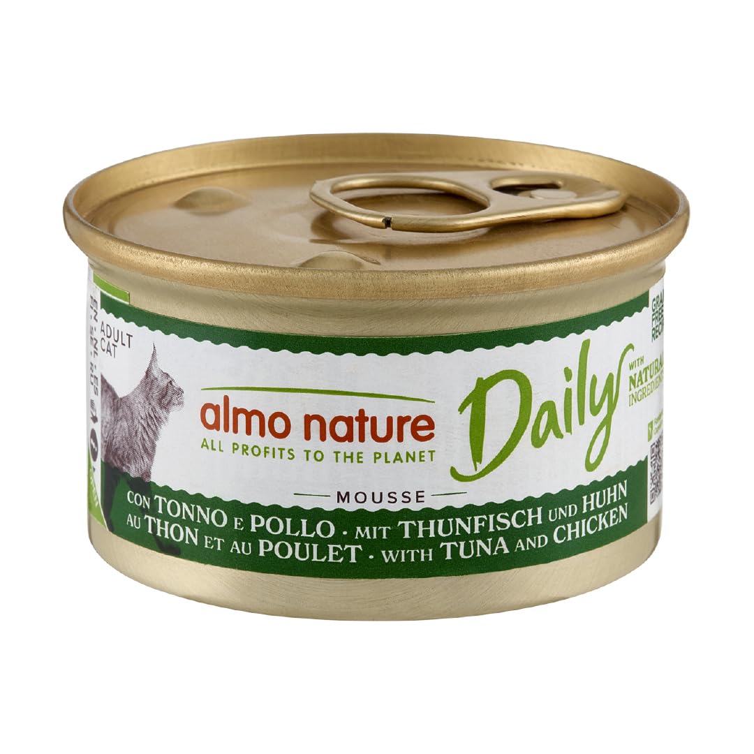 Almo Nature Daily - Wet Cat Food for Adult Cats - Mousse - Tuna and Chicken - 85 g, Pack of 24