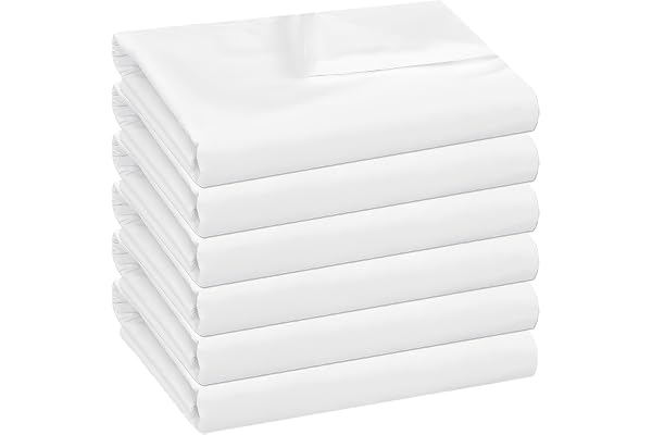 6 Pack Bulk Flat Sheet Set - Soft Brushed Microfiber - Bedding Essentials- Wrinkle & Stain Resistant for Hospital, Massage Ta