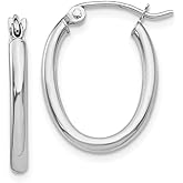 The Black Bow 2mm x 18mm Polished 14k White Gold Classic Oval Tube Hoop Earrings