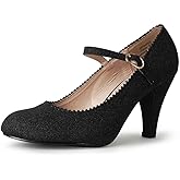 J. Adams Honey Mary Jane Shoes for Women – Retro Vintage Oxford Pumps with Low Kitten Heels, 1950s Round Toe Design and Adjustable Ankle Strap – Women’s Dress Shoes