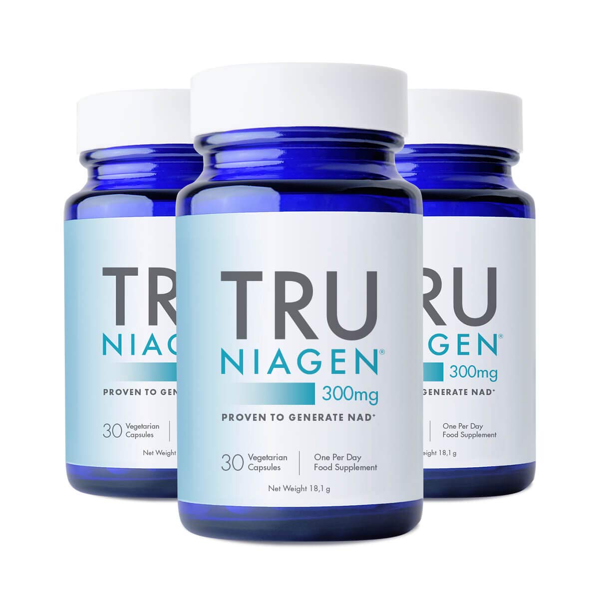 TRU NIAGEN Niacin as Nicotinamide Riboside NAD+ Supplement for Reduction of Tiredness & Fatigue, Patented Formula NR - 3X 30 Count - 300mg