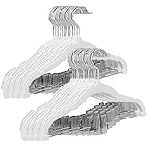 Stormix Baby Hangers, 24 Pack with Clips, Non-Slip Heavy-Duty Kids Hangers for Shirts, Pants, Skirts, Dresses, Jackets, Coat (White)