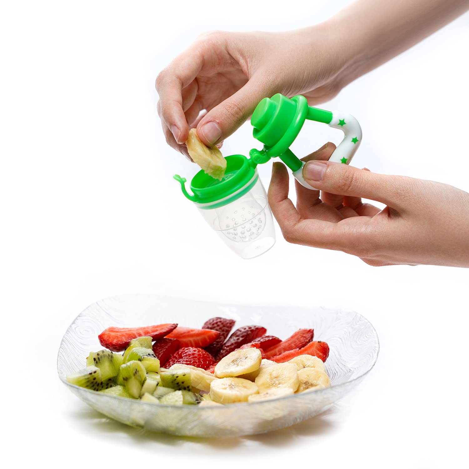 Gedebey Baby Fruit Pacifier Feeder 2 Pack Silicone Fruit Teethers for