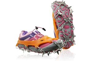 GIGGLEWAY Ice Cleats for Kids, Crampons for Hiking Boots & Shoes, Stainless Steel Anti-Slip Traction Grips, Snow Traction for Fishing, Walking, Hiking & Climbing, Toys for Boys & Girls