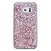 [Not for S6 Edge Plus] Galaxy S6 Edge Case, Galaxy S6 Edge Liquid Glitter Case,PHEZEN 3D Creative Design Shiny Quicksand Flowing Bling Glitter Sparkle Heart Clear Hard Case for Samsung Galaxy S6 Edge