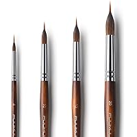 Watercolor Brushes Professional, Fuumuui 4Pcs Extended Needle Point Brushes Synthetic Extra Long Pinhead with Sable Body for 