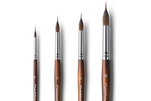 Watercolor Brushes Professional, Fuumuui 4Pcs Extended Needle Point Brushes Synthetic Extra Long Pinhead with Sable Body for 