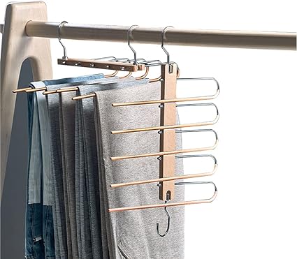 Amazon Co Jp ズボンハンガー スラックスハンガー 木製 省スペース 5連 パンツハンガー 折りたたみ 洗濯ハンガー ハンガーラック 収納 ハンガー 収納ラック 物干し 滑り止め ステンレス製 便利グッズ 1本 ホーム キッチン
