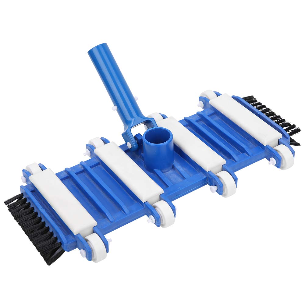Pool Vacuum Brush Head, Pool Vacuum Head with Side Brush Wheels Fish Pond Pool Cleaning Tool, Pool Cleaner Attachments
