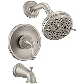 Moen Idora Spot Resist Brushed Nickel Posi-Temp Tub Spout, Handle, and Shower Head with Valve Included, 82115SRN