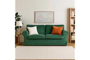 MASTERS OF COVERS Elegant Velvet Ektorp Loveseat Sofa Cover for IKEA Two Seater Ektorp Slipcover-Green