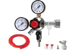 LUCKEG CO2 Regulator CGA320 Home Brewing Regulator Kit Beer Regulator Co2 Pressure Regulator with Safety Pressure Relief Valv