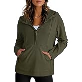 Dokotoo Hoodies for Women Soft Fleece Half Zip Up Hoodie Long Sleeve Casual Pullover Oversized Sweatshirt Hooded Tops