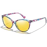 FIMILU Cat-eye Night Vision Glasses for Women, Polarized Night Driving Glasses Anti-Glare and Enhance Vision at Night