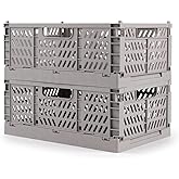 2 Pack Stackable Storage Crates, Plastic Foldable Baskets Small Gray | Easy-carry handles, suitable for toys books groceries office supplies and household storage for home office shopping