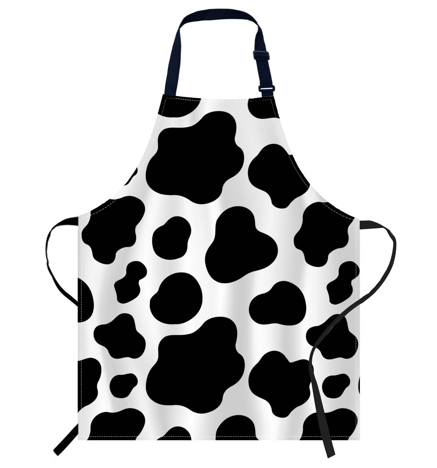 Smooffly Black and White Cow pattern Apron Adjustable Apron Cooking Kitchen Chef Women Men Aprons for Home Kitchen, Restaurant, Coffee House, Baking Gardening BBQ