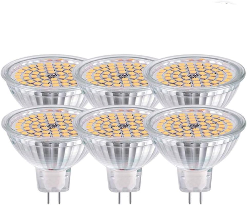 GVOREE GU5.3 MR16 LED Light Bulbs 5W (Replace 50W Halogen) LED Spot Light Track Lighting Led Bulbs AC/DC 12V Bulbs Warm White 2700K Non-dimmable 6 Pack [Energy Class A+]