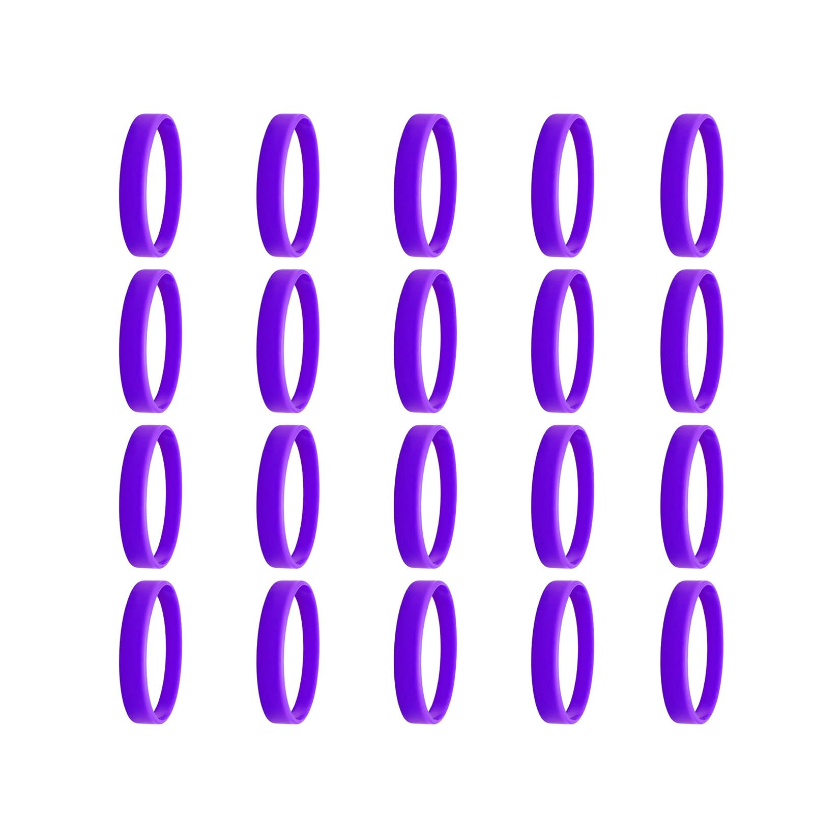 Leliafleury 20Pcs Silicone Wristbands Blank Rubber Wristband Elastic Sport Bracelet for Party Favors Events, Purple