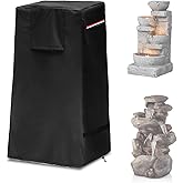 Garden Fountain Cover,Outdoor Heavy Duty Waterproof Dustproof Winter Cover for Cascading Bowls and Stacked Stones Water Fountain with Zipper and Drawstring.(Black,18.4"L x 18.4"W x 32"H)