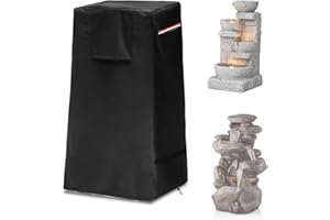TACOMA Garden Fountain Cover,Outdoor Heavy Duty Waterproof Dustproof Winter Cover for Cascading Bowls and Stacked Stones Water Fountain with Zipper and Drawstring.(Black,18.4"L x 18.4"W x 32"H)