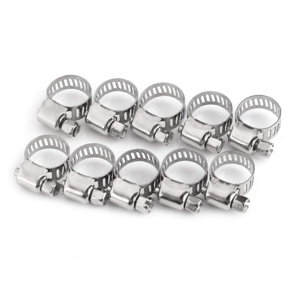 10 pcs of 201 Stainless Steel Adjustable Throat Hoop in-line Width 8mm (8-12), Fastening Parts