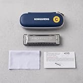 KONGSHENG AM20 10-Hole Diatonic Harmonica(C, Black) - Blues Harp with Phosphor Bronze Reeds, Chrome-Plated Reed Plates &amp; Moisture-Resistant Comb for Beginners &amp; Pros