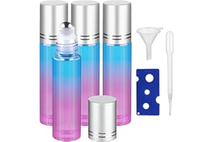 GIVITASOT 10ML Essential Oil Roller Bottles, 4 Pack Colorful Oil Roller Bottles for Essential Oils, Roll on Bottle with Stainless Steel Balls(4 Labels, Opener, Funnel, Dropper Included)