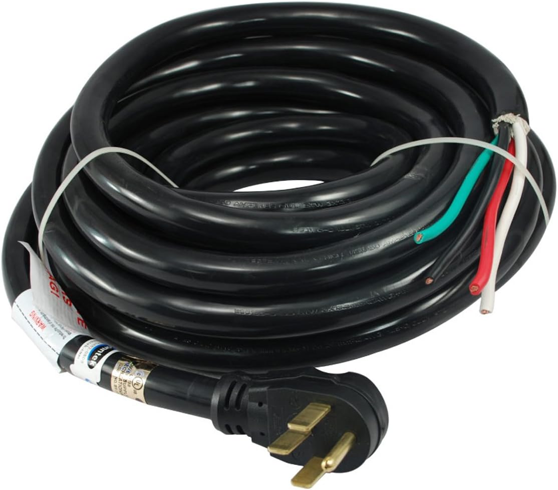 Conntek 14303 RV/Generator Power Cord 36-Foot 50 Amp Male Plug to Bare Wire, Black
