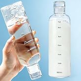 OZXUJCV 2PCS Set 17oz Time Marker Water Bottle, Plastic, Leakproof and Shatterproof, Lightweight, for Gym, Travel, School and Office (Clear+Clear)