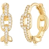 MYEARS Women Gold Earrings Huggie Hoop Cubic Zirconia 14K Gold Plated Small Simple Hypoallergenic Everyday Jewelry