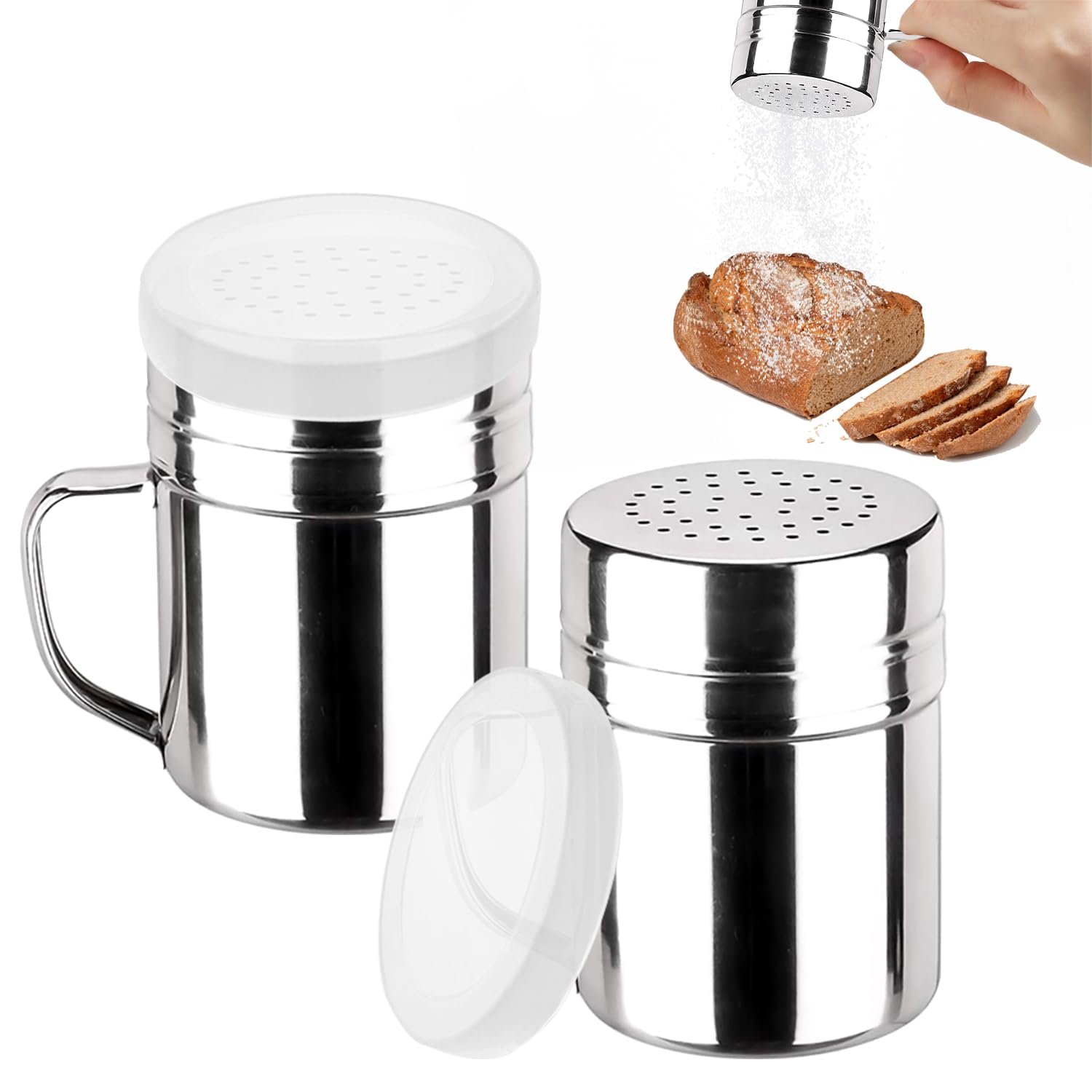 Mauts 2 Pack Powdered Sugar Shaker Duster， Suitable for Sugar Powder, Cinnamon, Cocoa, Pepper, Coffee Powder, Salt. — image 1