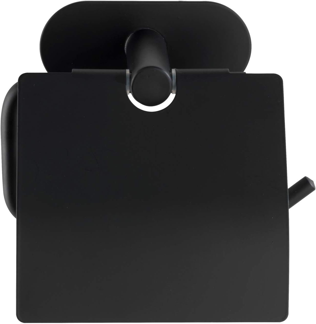 WENKO Turbo-Loc® Stainless Steel Toilet Roll Holder with Lid Orea Black Matt, Toilet Roll Holder, Attaches Without Drilling - Image 3