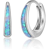 Opal Huggie Earrings for Women Trendy 14k Gold Plated Huggie Hoop Earrings Small Silver Earring Opal Jewelry Birthday Gifts for Women Mom Her