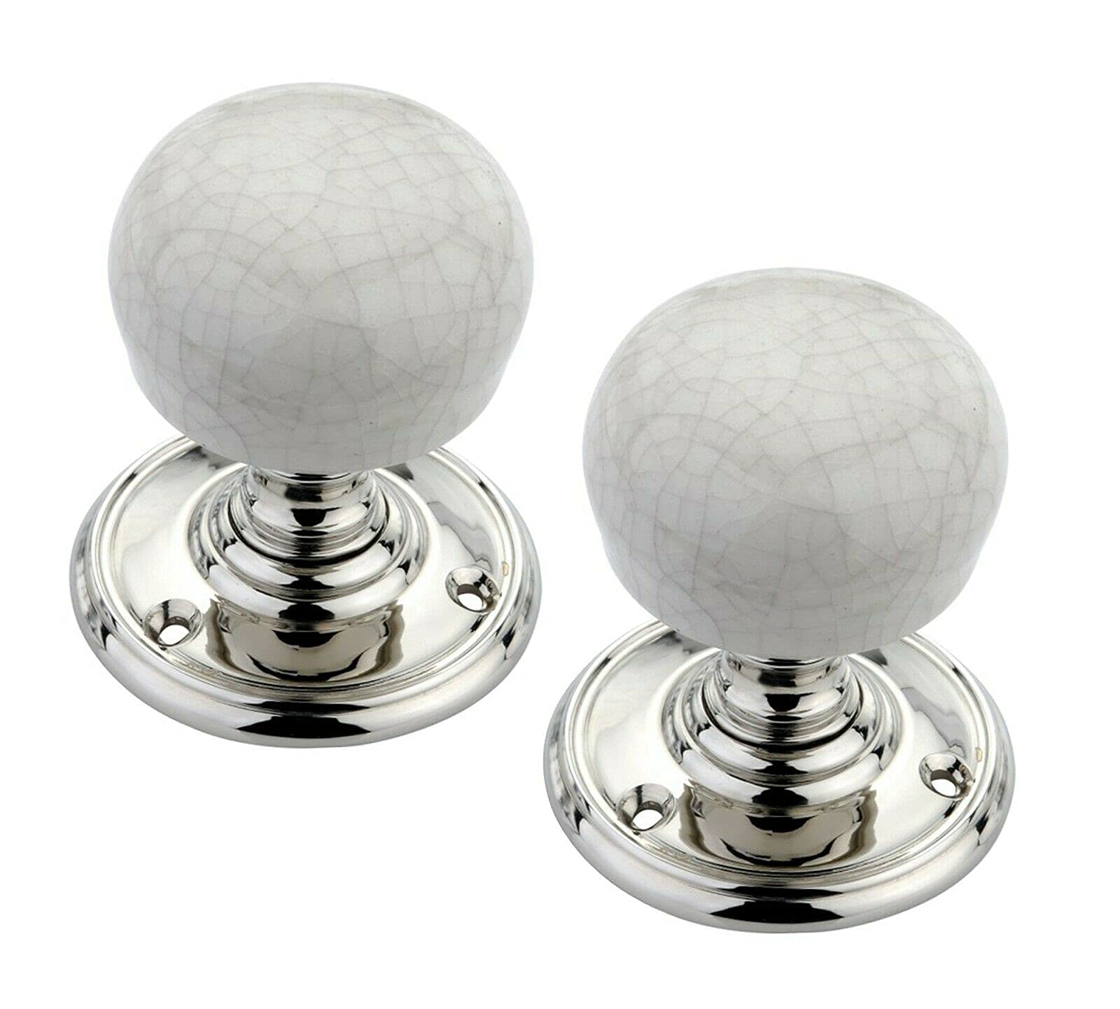 Infinity Decor Porcelain Mortice Door Knob - Ivory Crackle/Polished Chrome/Florentine Bronze/Polished Brass (Polished Chrome)