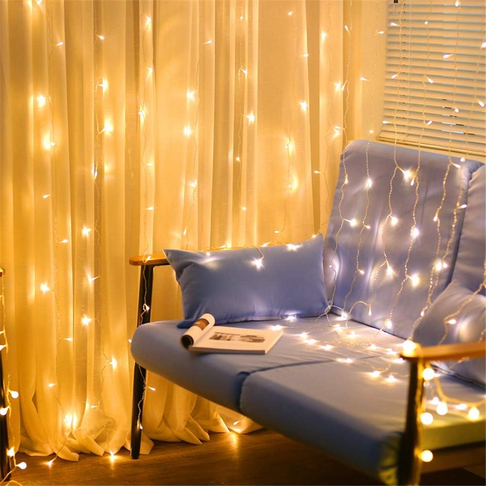 MAGGIFT 304 LED Curtain String Lights, 9.8 x 9.8 ft, 8 Modes Plug in Fairy String Light with Remote Control, Christmas, Backdrop for Indoor Outdoor Bedroom Window Wedding Party Decoration, Warm White : Garden & Outdoor