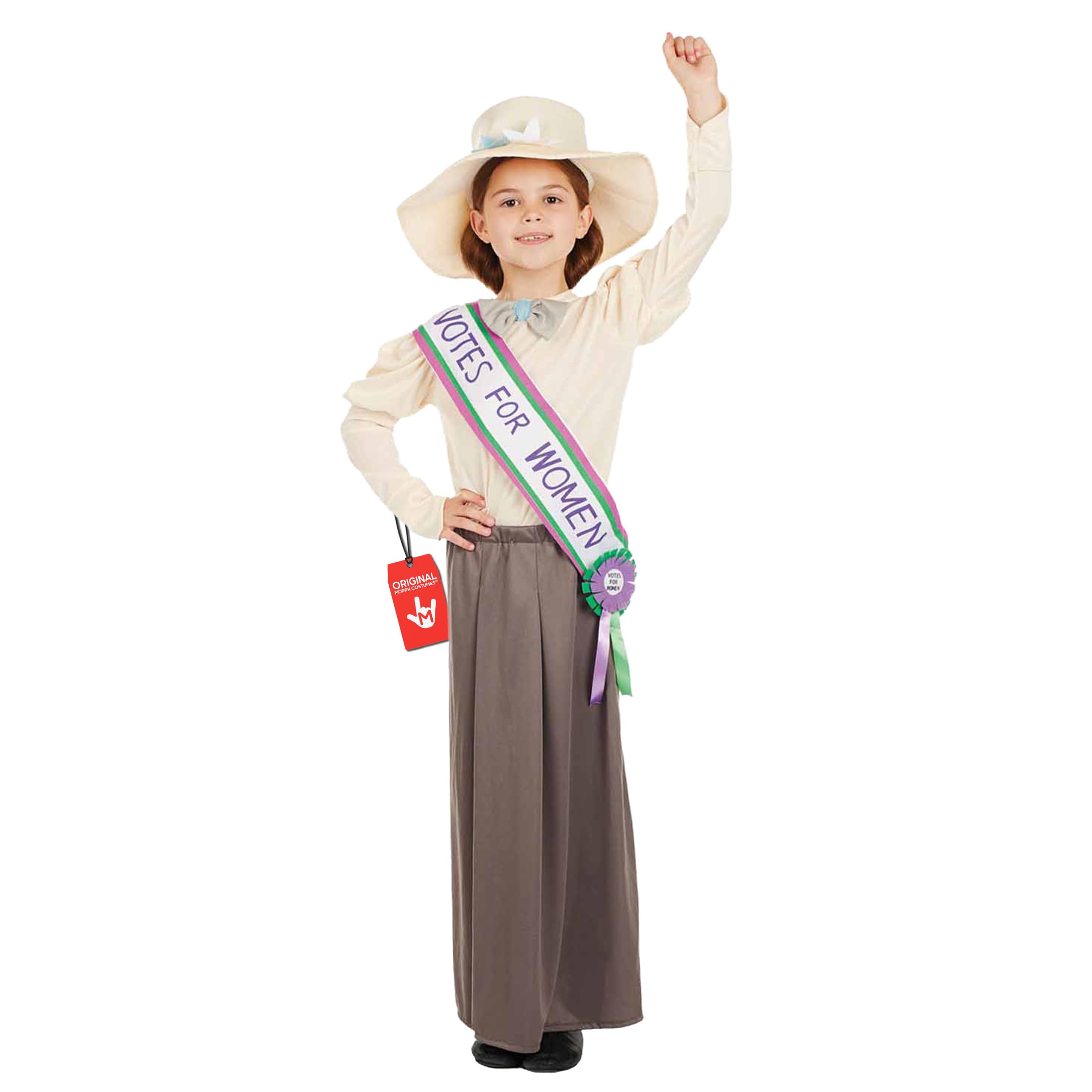 Fun Shack Victorian Suffragette Costume Kids Sash Votes for Women Dress Historical Costume for Girls, Medium
