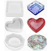 Urvoo 3 Pack Resin Silicone Mold for DIY Home Resin Casting Craft | Resin Casting Molds DIY Square Heart Rhombus Shape Resin Silicone Ashtray Molds