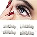 Upgrade Long Three Magnetic Eyelashes, 3D Reusable False Magnetic Eyelashes, 3 Magnets 1 Pair/4Pcs