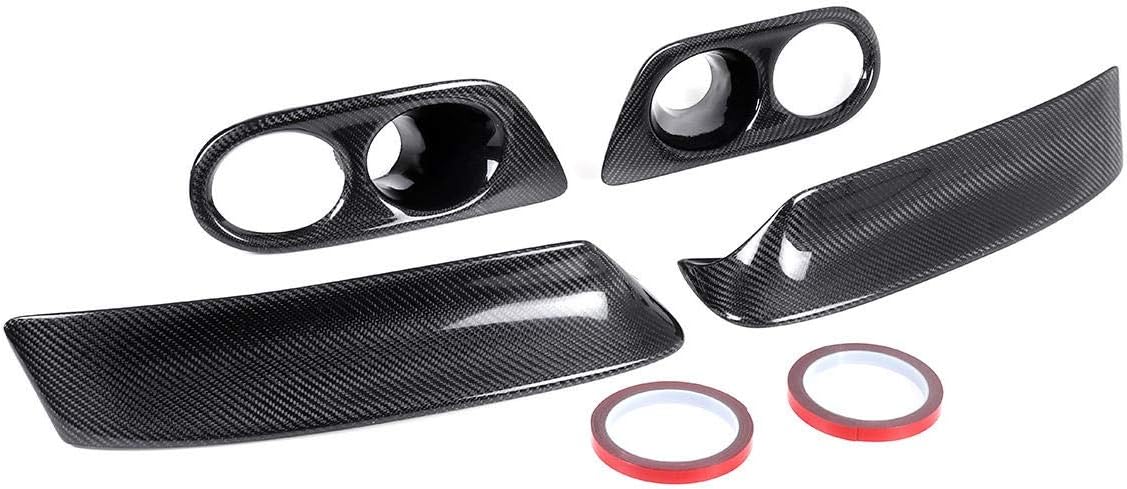 Boombee Bumper Protector CSL Style Real Carbon Fiber Front Bumper Splitters with Fog Light Cover Compatible with BMW E46 M3 2001-2006 (Color : Black, Size : M)