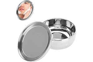 SEMME Shaving Soap Bowl, Universal Men Stainless Steel Beard Shaving Soap Bowl Shaving Mug Container With a Mirror