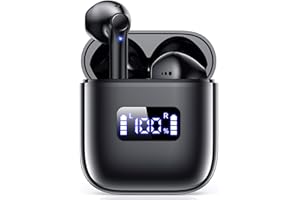 ZIUTY Wireless Earbuds, Bluetooth 5.3 Headphones with LED Digital Display Charging Case, IPX5 Sweatproof Ear buds with Microphone for iPhone Android Phone, In Ear Wireless Earphones for Sports (Black)