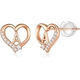 Valentines Day Gifts for Kids - Earrings for Girls, 925 Sterling Silver Post Hypoallergenic, CZ Letter Initial Earrings for Girls, Toddler Kids, Birthday Gifts