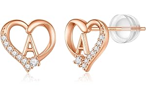CIVOKINA Earrings for Girls Kids, 925 Sterling Silver Post Hypoallergenic Girls Earrings CZ Letter Earrings for Girls Teen Girls Initial Earrings for Girls Teen Girls Kids Toddler Christmas Gifts